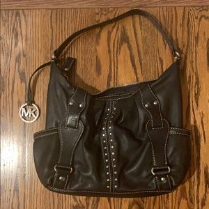 Black Leather Michael Kors purse w silver accents